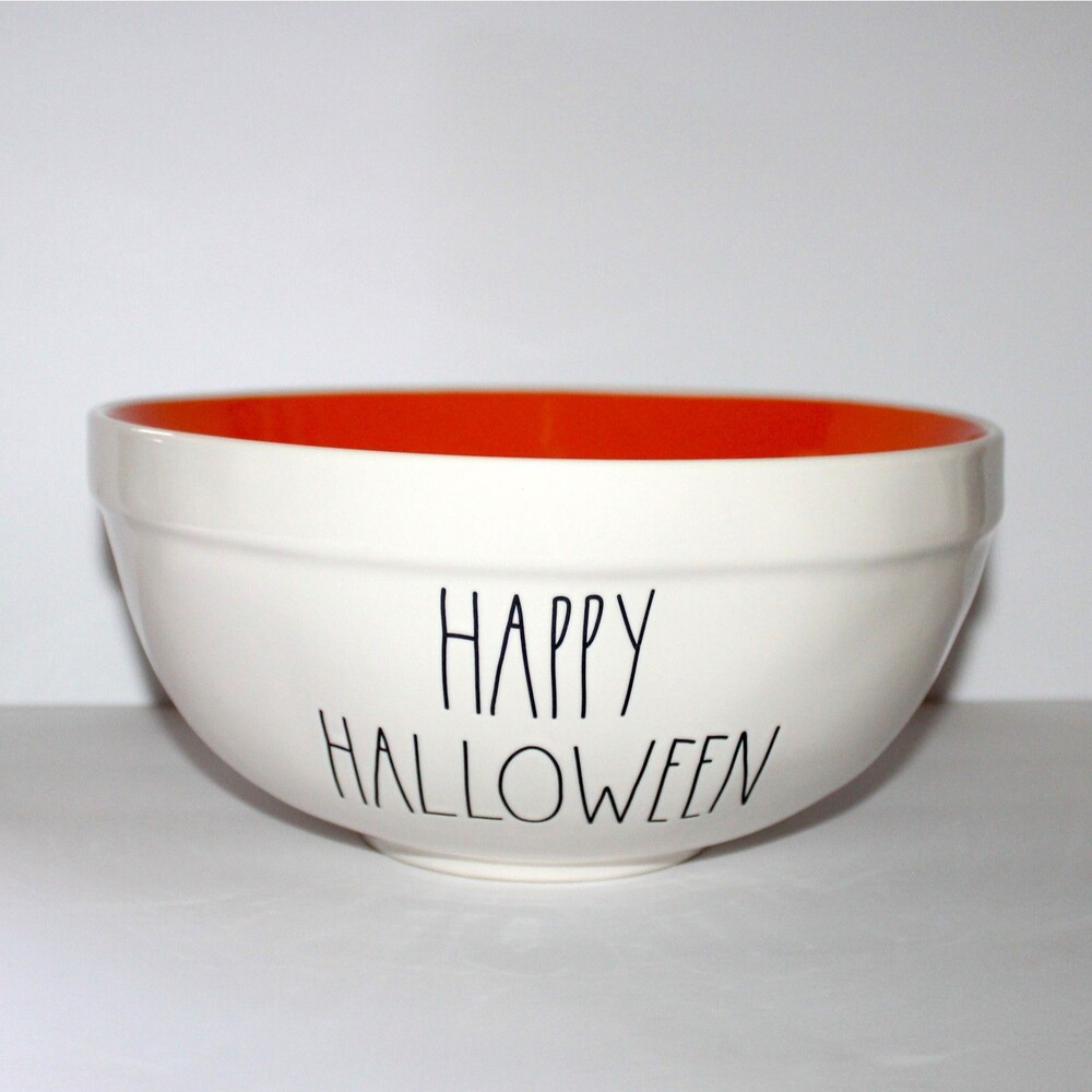 Rae Dunn Magenta Happy Halloween large Bowl 10.25" ceramic white orange